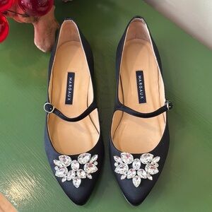 Margaux Black Embellished Women's Shoes with diamond studs handmade in Spain 🇪🇸
